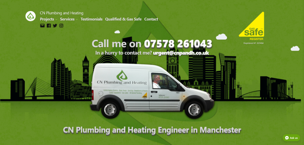 CN Plumbing and Heating | Website Screenshot
