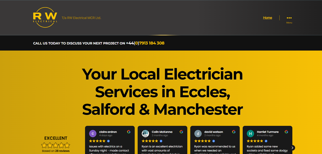 RW Electrical MCR Ltd | Website Screenshot